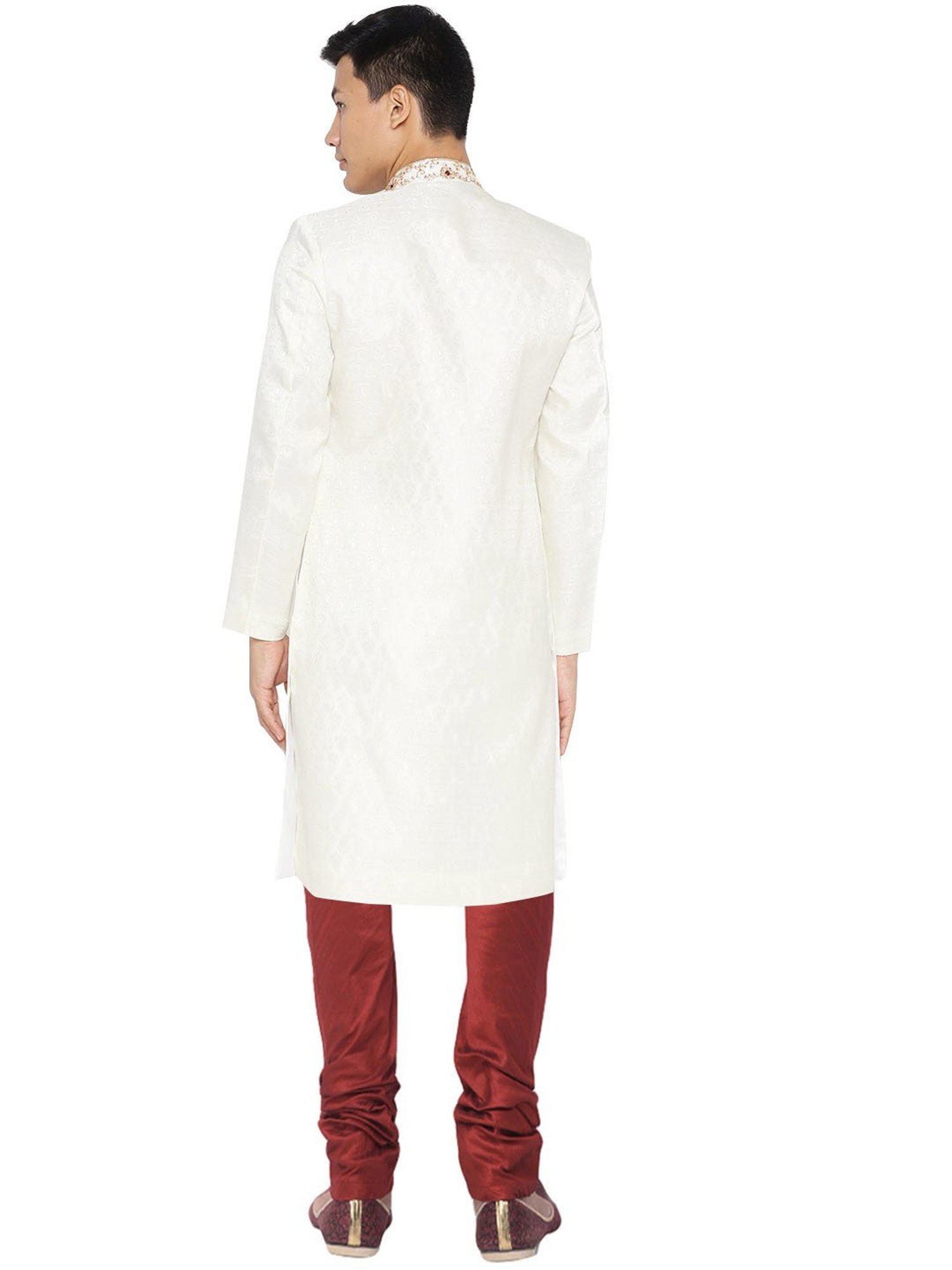 SG LEMAN Cream Regular Fit Embellished Sherwani Set