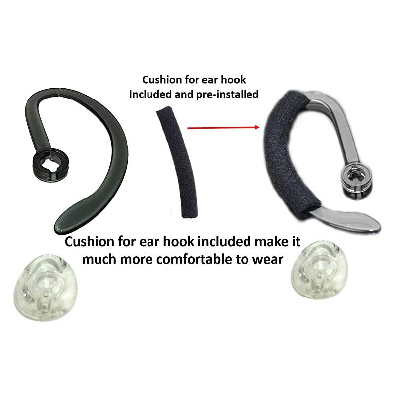Same Size Replacement Earbuds Ear Tips + Ear Hook Loops + Foam Spare Fit Kit for Plantronics CS540 Savi W440 W740 W745 WH500 EarLoops EarHook Ear Bud Sleeve Part Mixed LMS