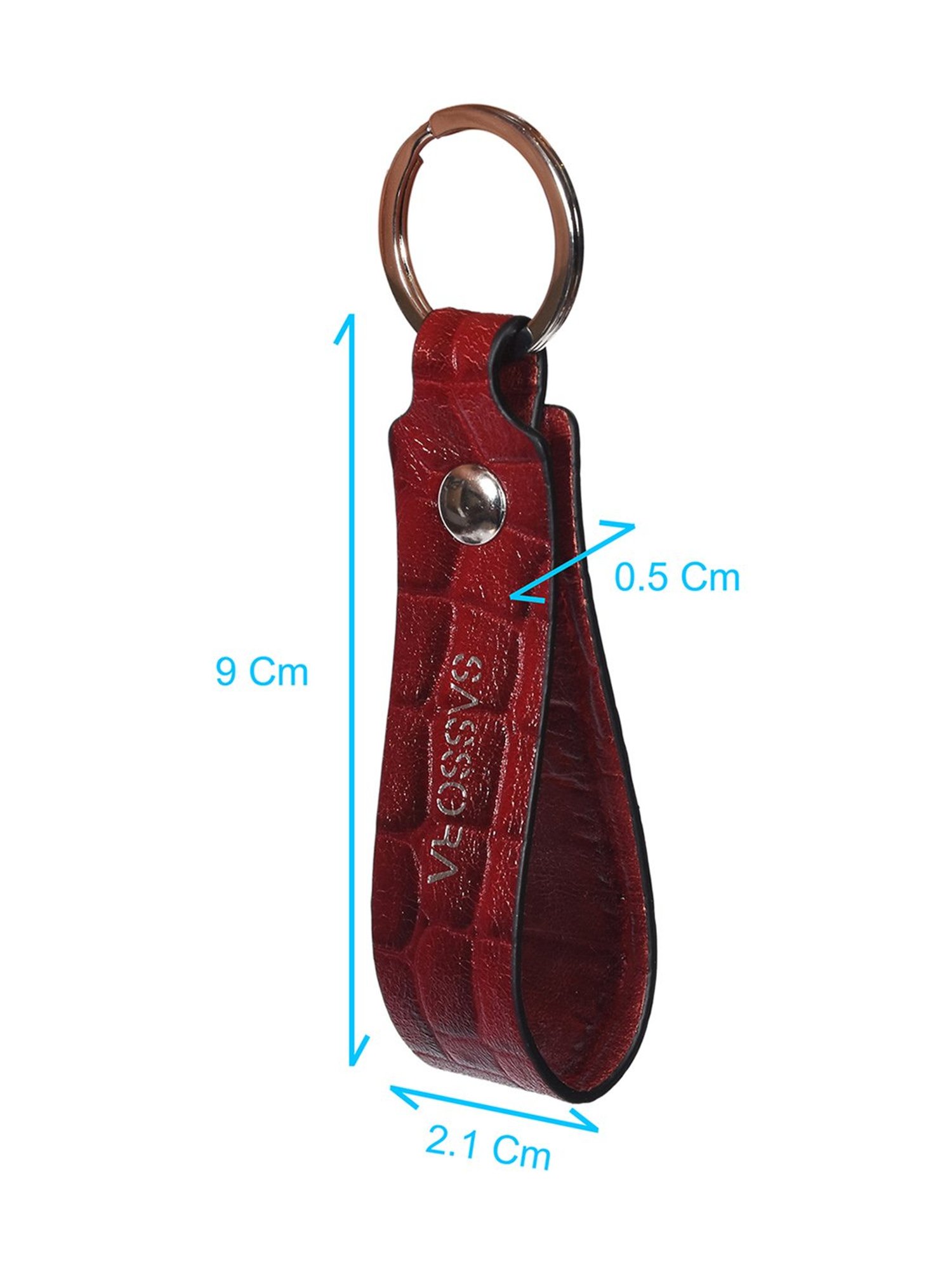 SASSORA Red Leather Keychain Key Ring Holders Anniversary Gift, Birthday Gift - Pack of 2