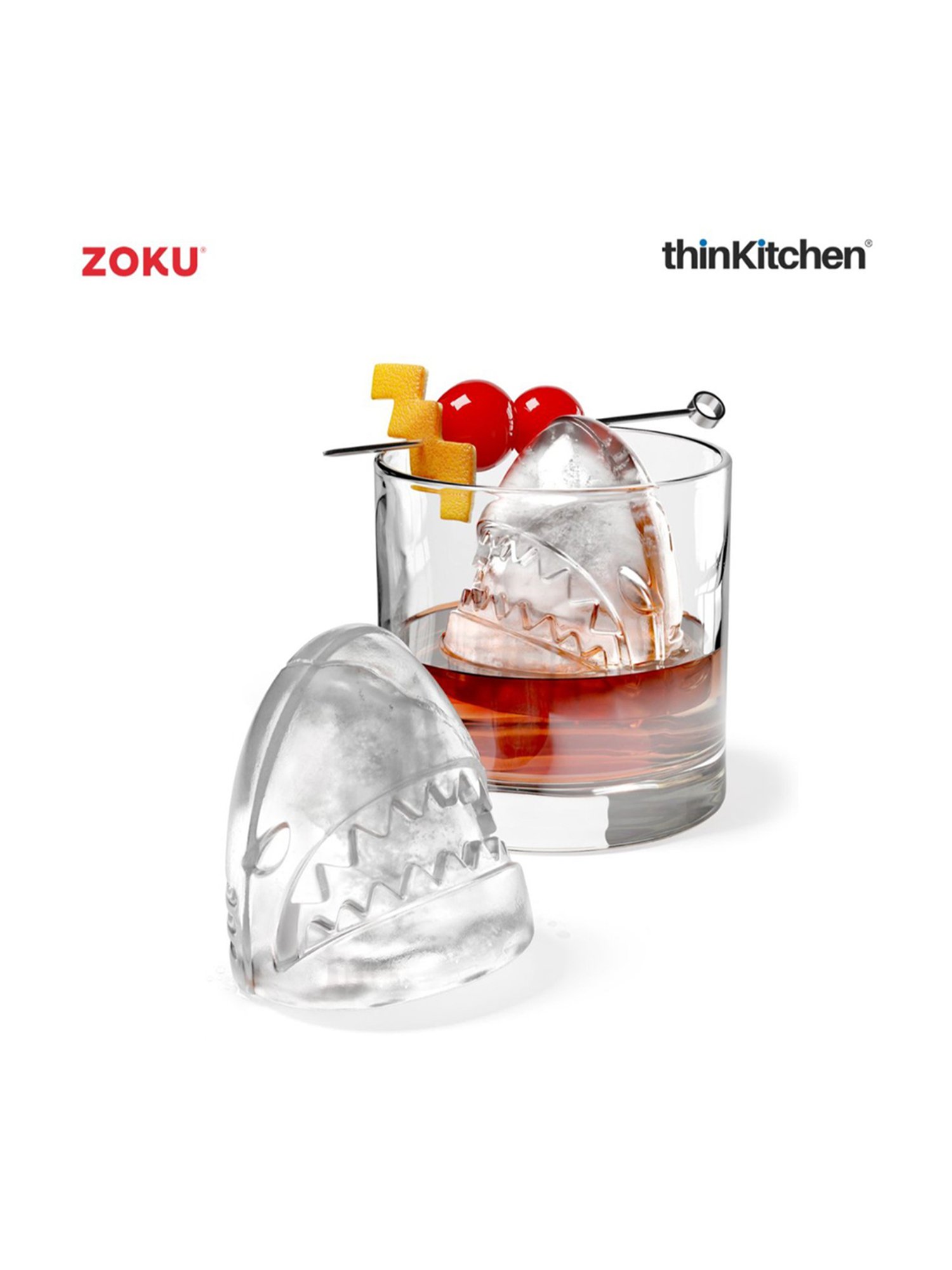 ZOKU Navy Blue Silicone Shark Ice Ball Molds