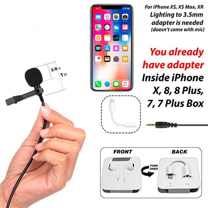 Professional For Phone Portable Mini Stereo HiFi Sound Quality Condenser Microphone Clip Lapel Mic