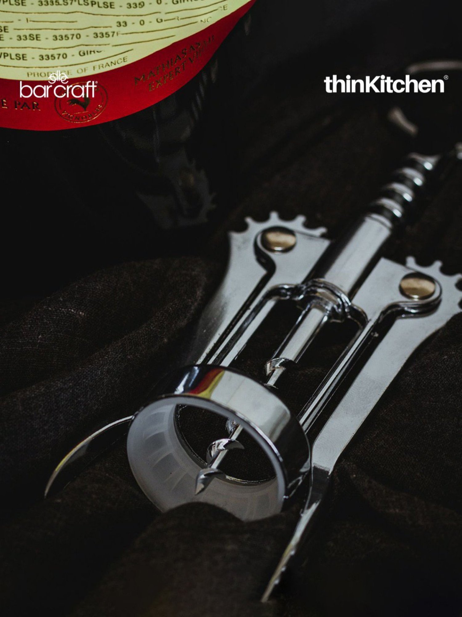 BarCraft Silver Metal Double Handled Chrome Wing Corkscrew