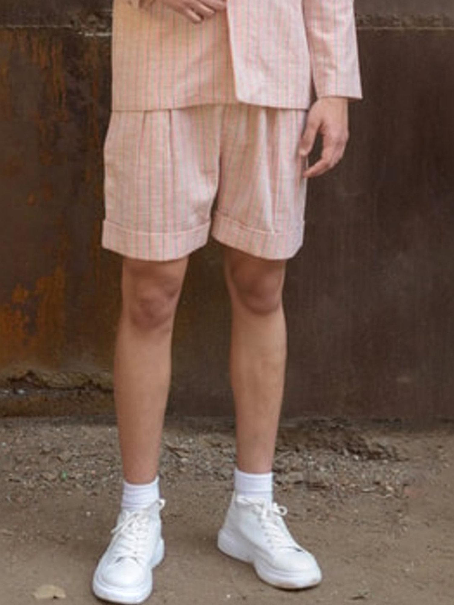 Anushe Pirani Blue & White Fika Straight Fit Bermudas