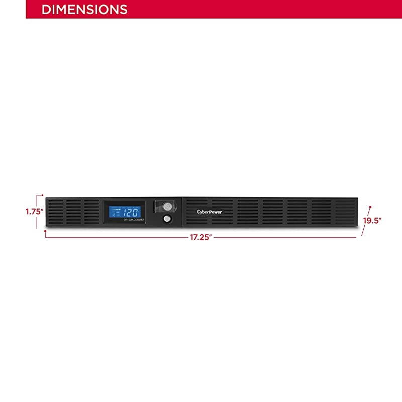 OR1500LCDRM1U Smart App LCD UPS System, 1500VA/900W, 6 Outlets, AVR, 1U Rackmount Black