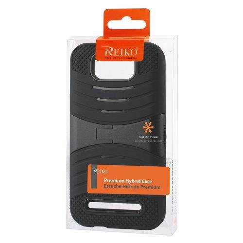 Reiko Silicon Case and Protector Cover with New Kickstand for BLU Studio 5.5 D610A, D610I - Retail Packaging - Black