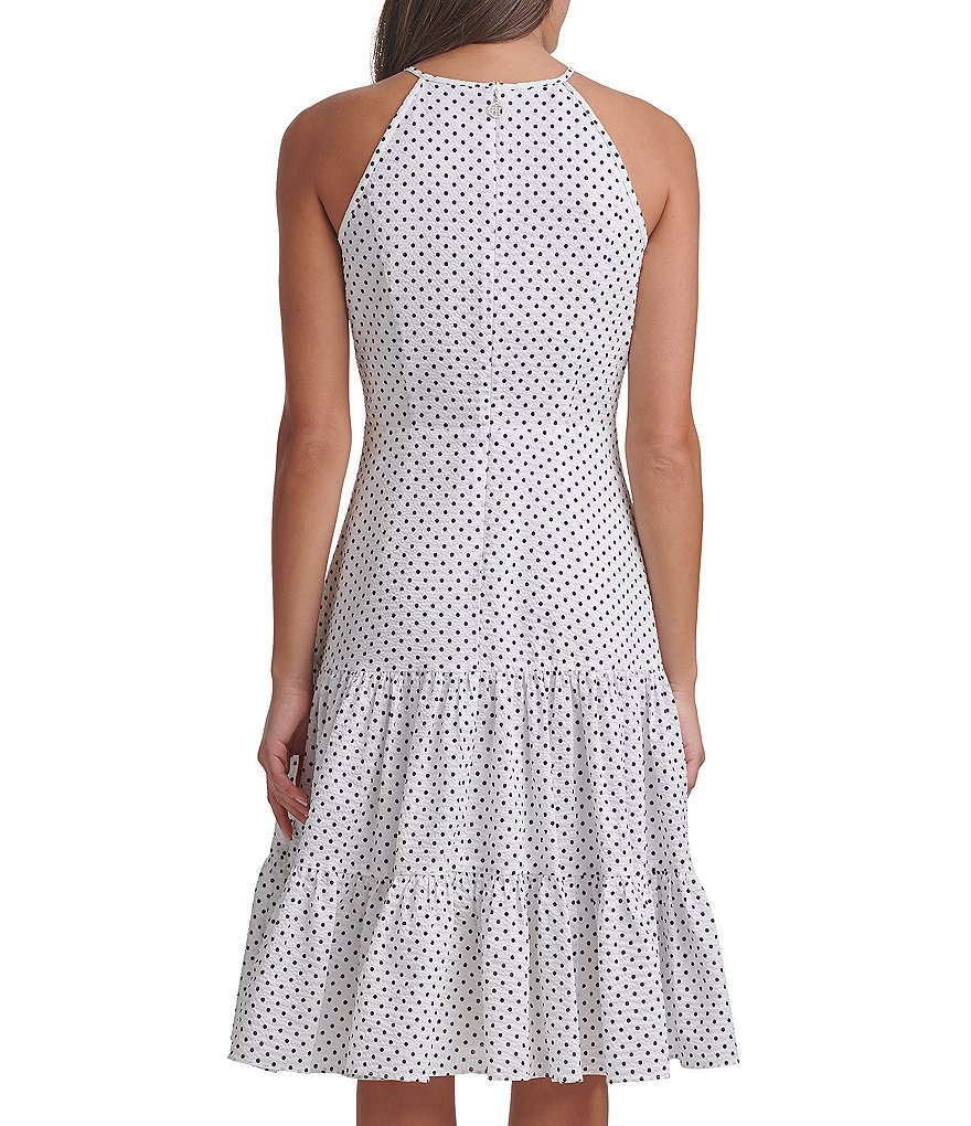 Eliza J Mock Halter High Neck Tiered Midi Dress