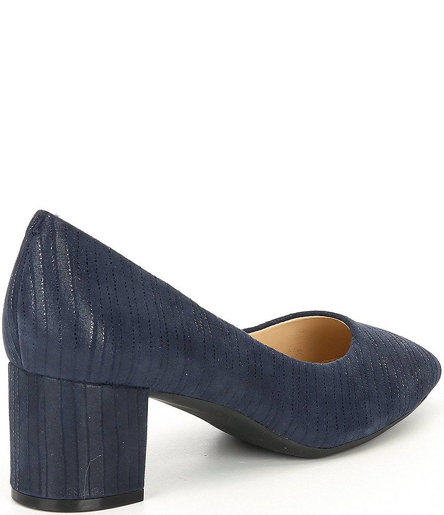 Alex Marie Jennica Embossed Square Toe Block Heel Pumps