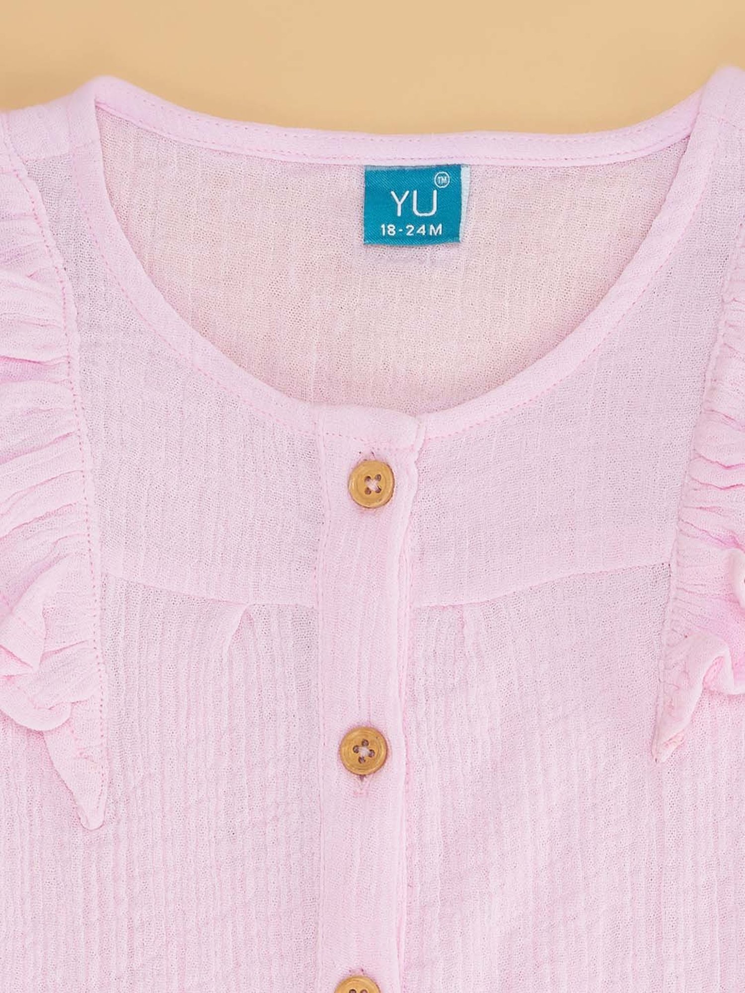 YU by Pantaloons Kids Pink & Blue Cotton Regular Fit Top Set