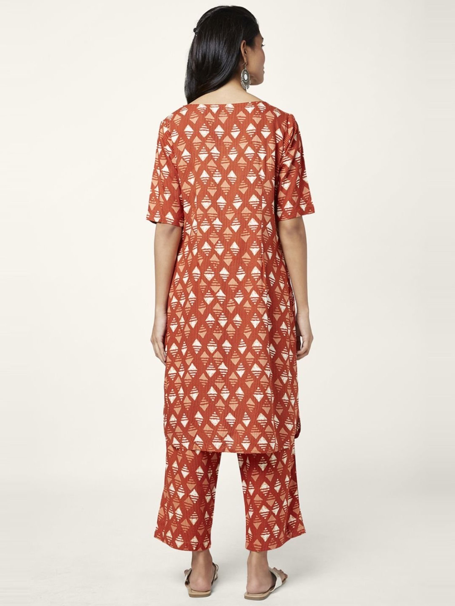 Rangmanch by Pantaloons Rust Printed Kurta Palazzo Set