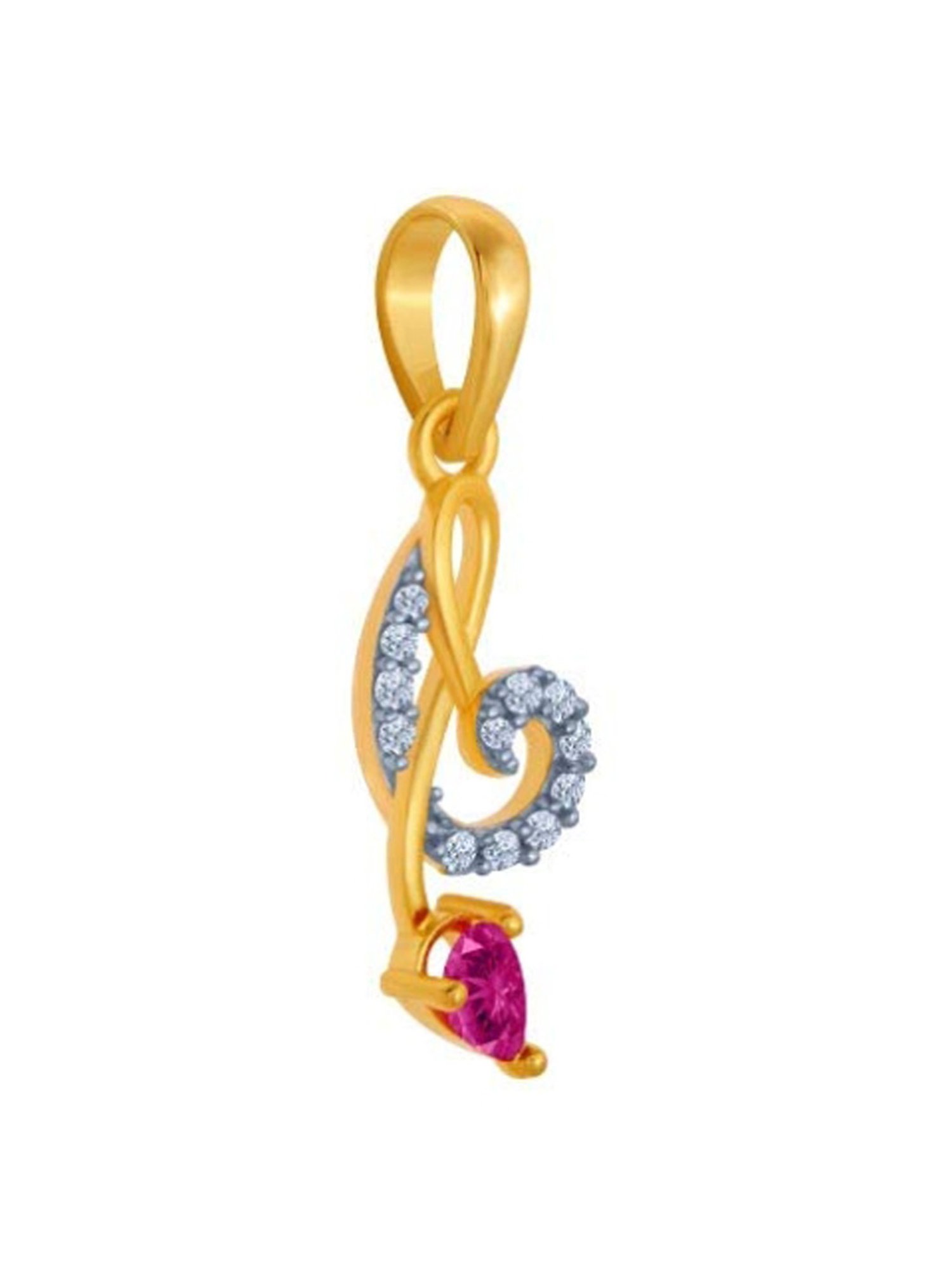 P.C. Chandra Jewellers 14k Yellow Gold American Diamond Pendant