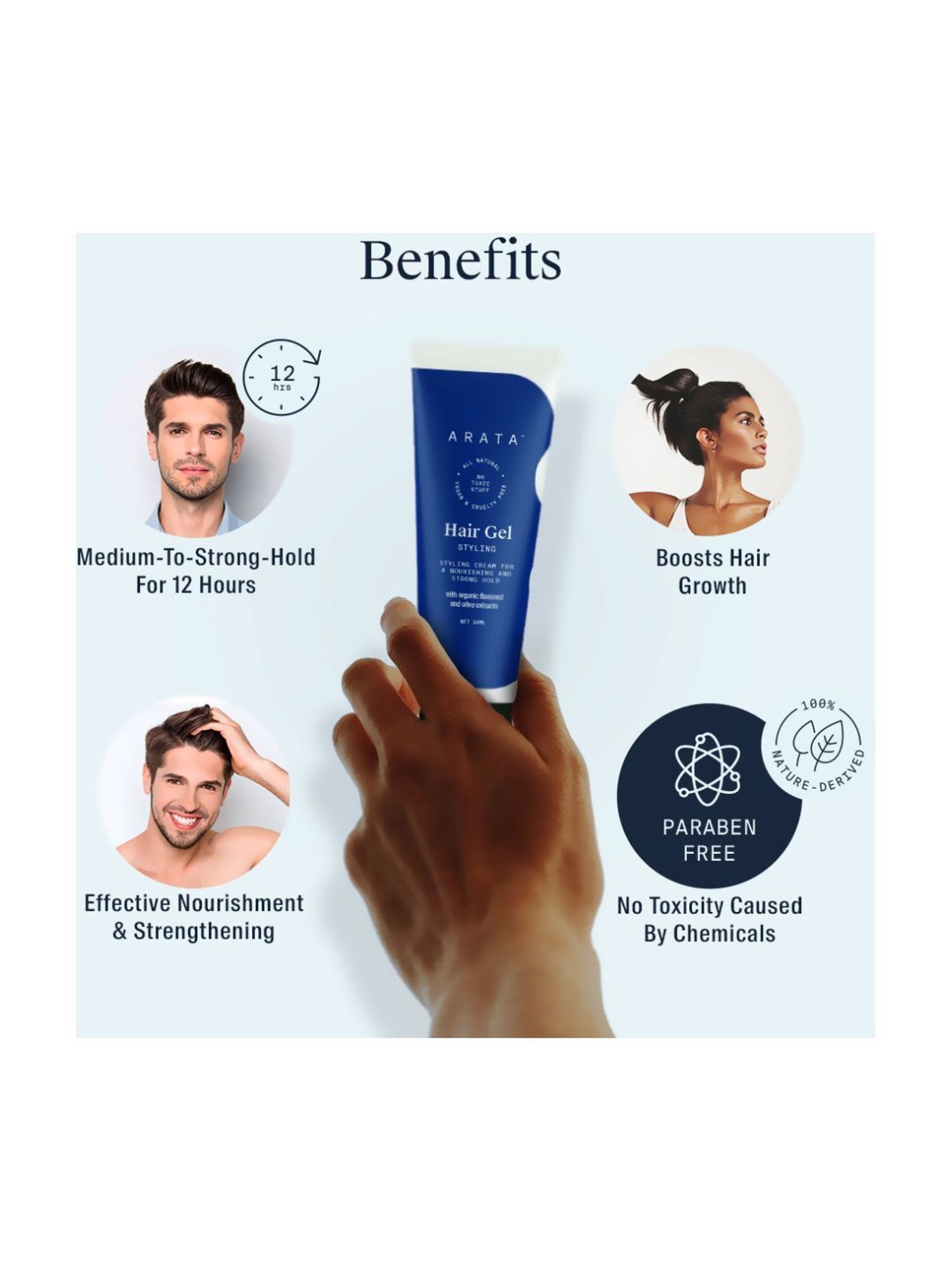 Arata Zero Chemicals Natural Hair Gel - 50 ml