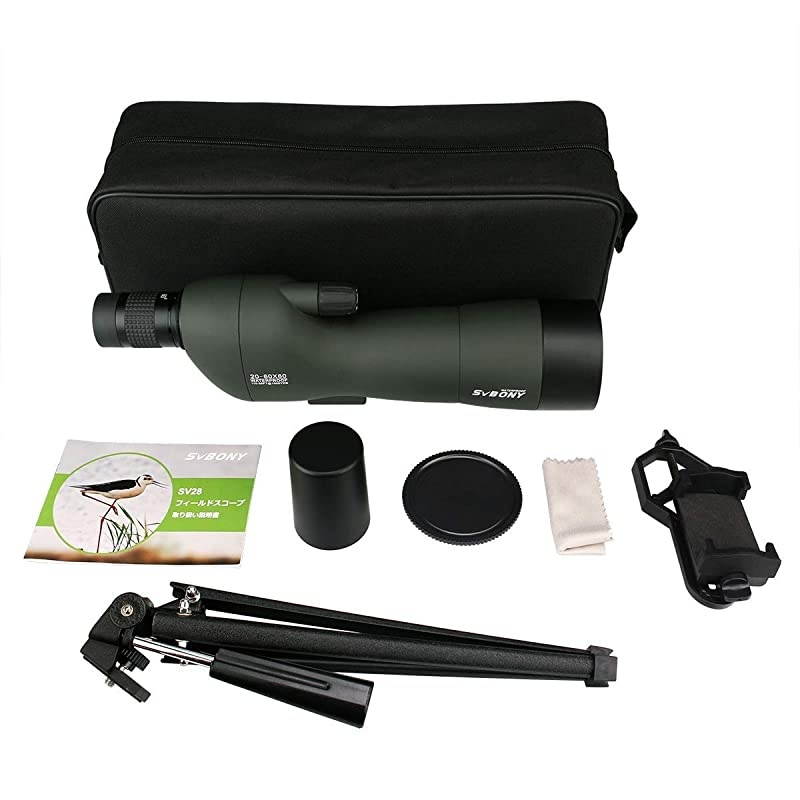 SV28 2060x60 Spotting Scopes Straight Scope Telescope for Bird Watching Target Shooting Hunting Waterproof Spotting Scopes 4section Tripod Tabletop Tripod Cell Phone Adapter