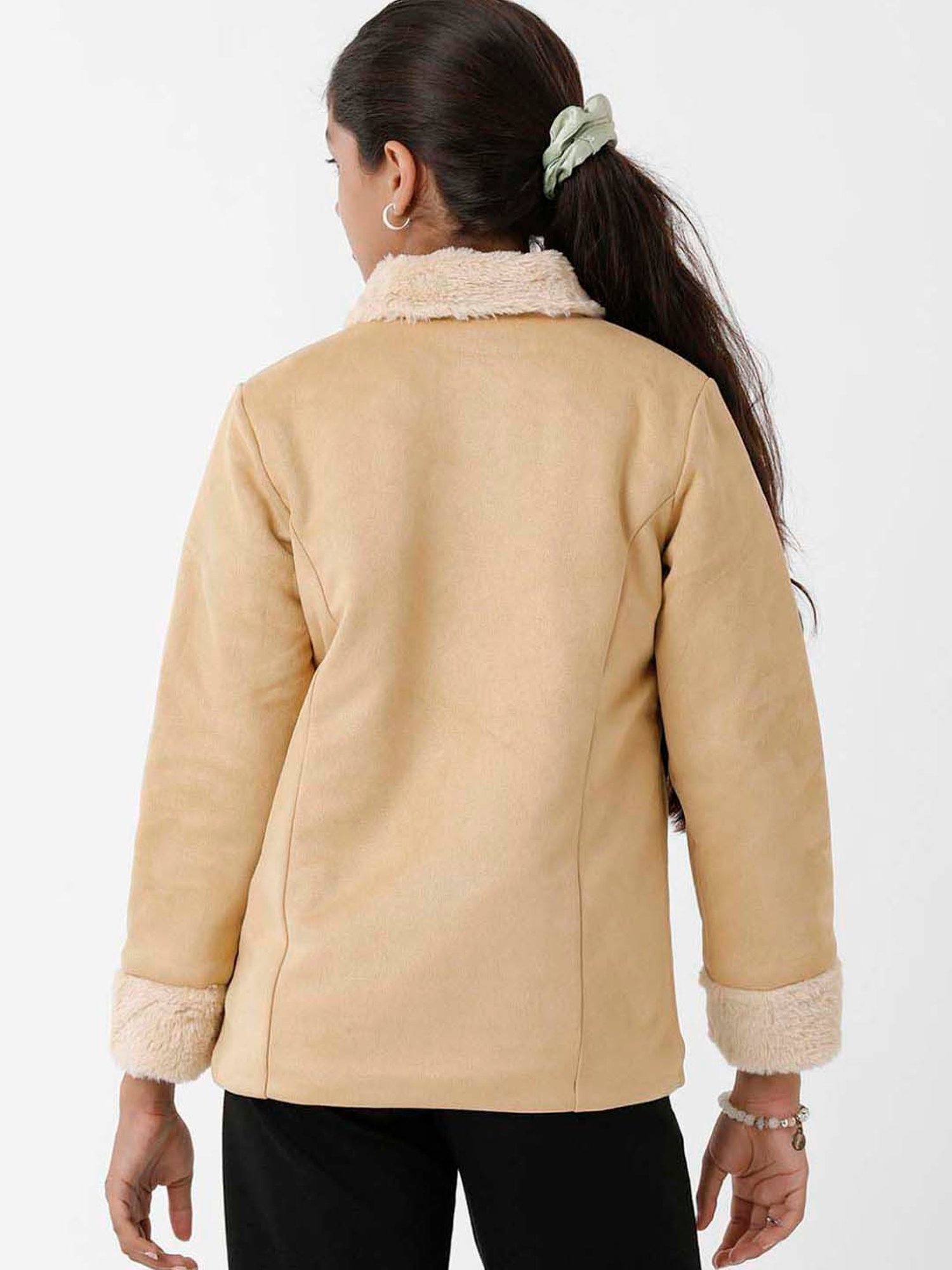 Kate & Oscar Kids Beige Regular Fit Full Sleeves Jacket