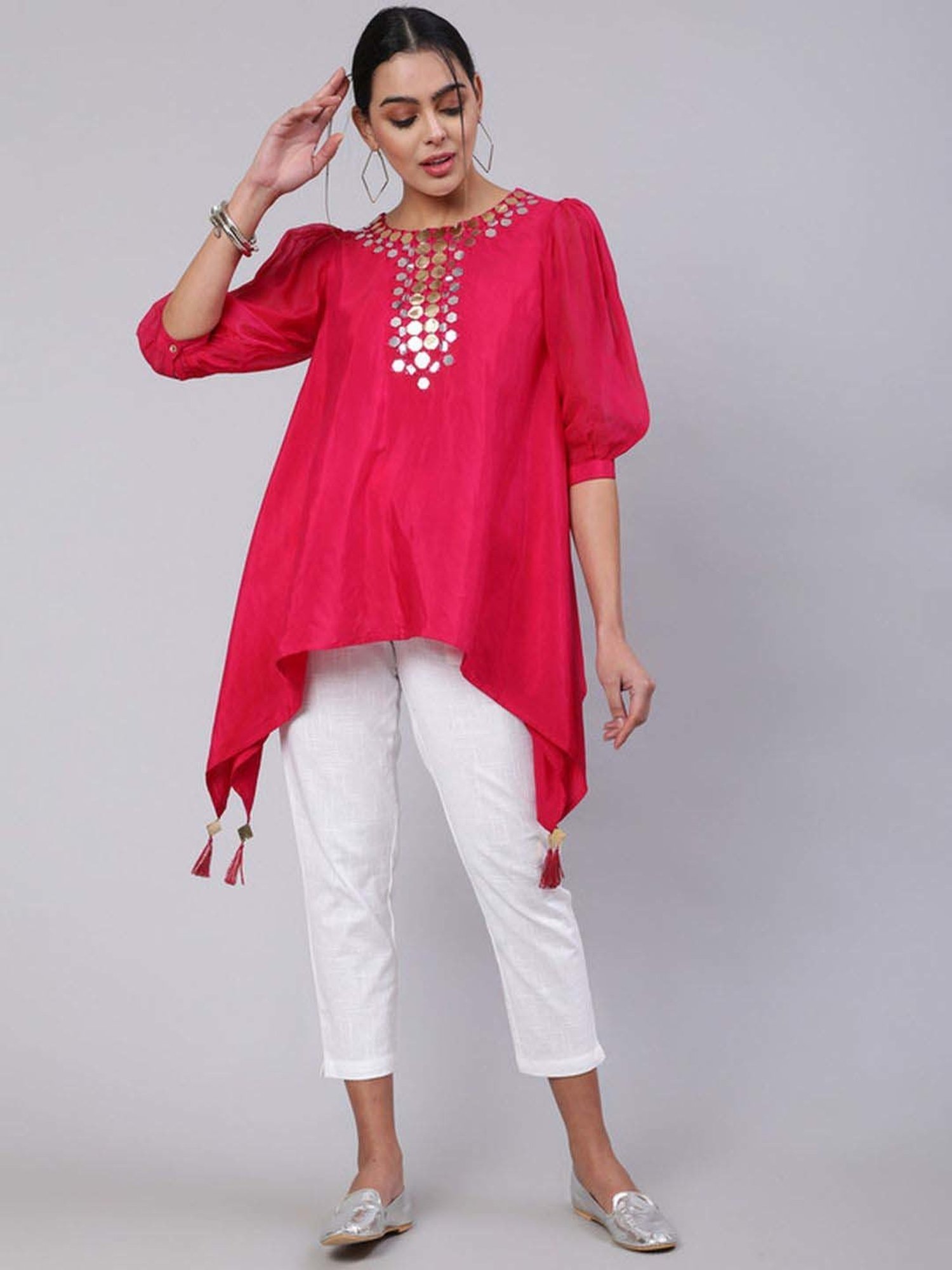 Jaipur Kurti Pink Embellished Tunic