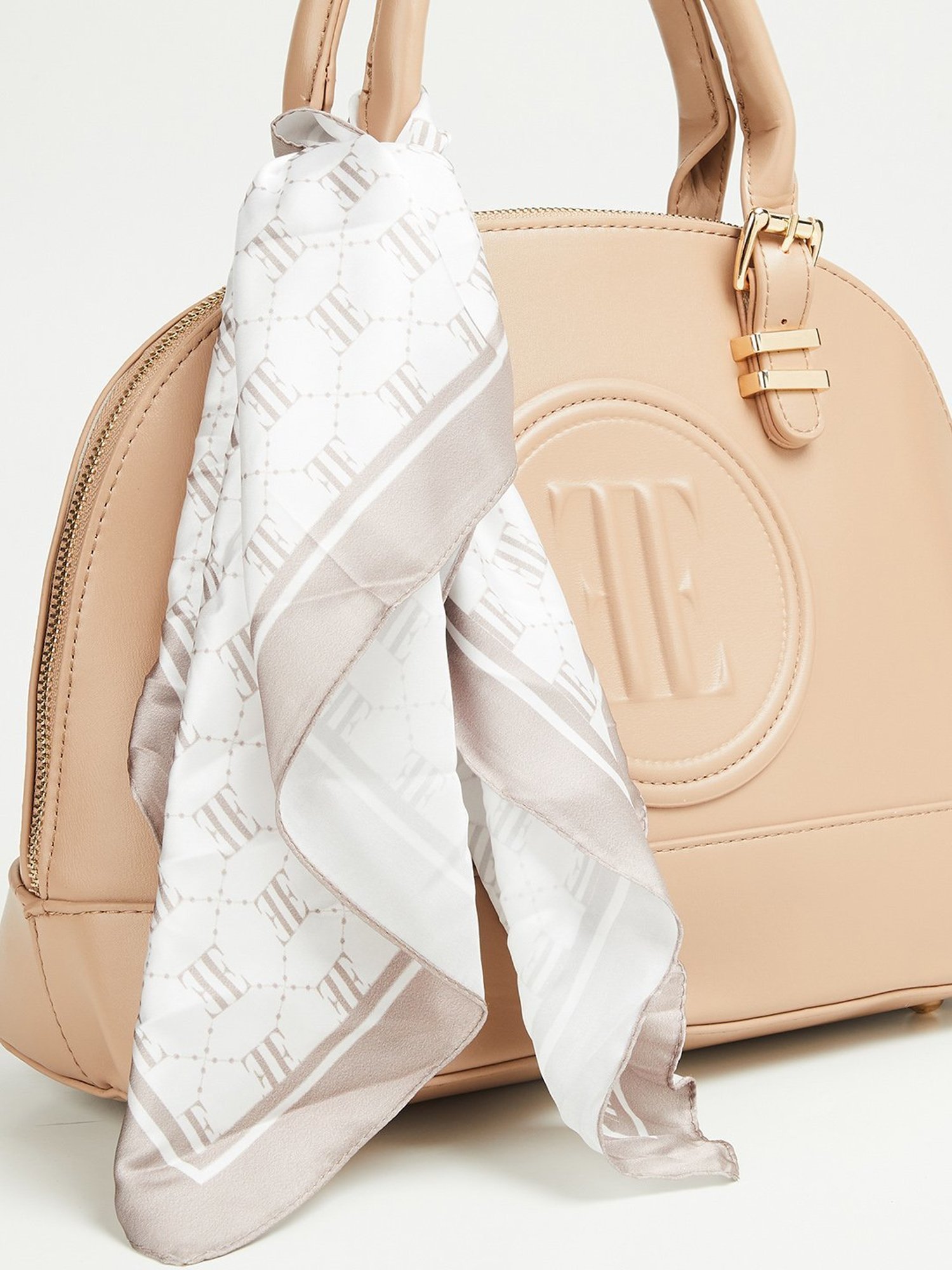 Elle Beige Solid Handbag