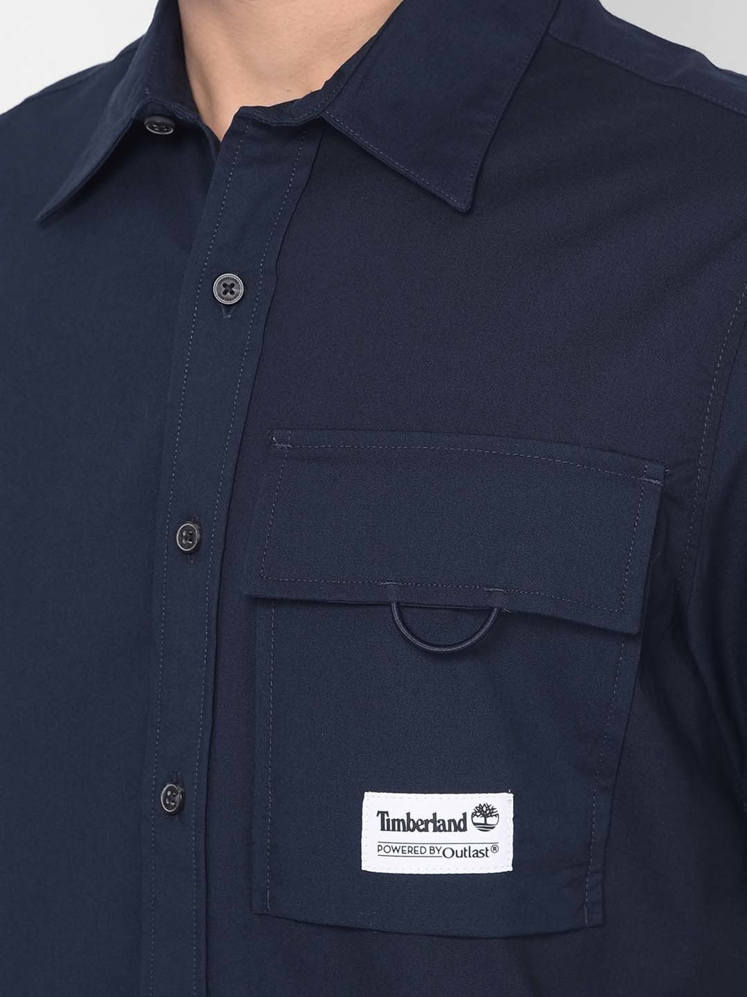 Timberland Navy Regular Fit Logo Print Shirt