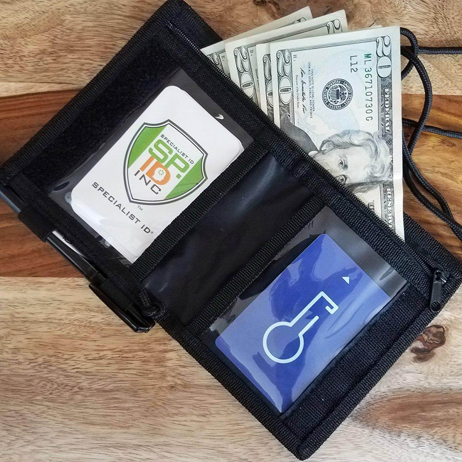 2 Pack - Ultimate 4 X 3 Nylon Credential Badge Holder for Trade Shows, Conventions & Travel - 5 Pockets, Zipper, Pen Holder and Adjustable Neck Cord by Specialist ID (Black)