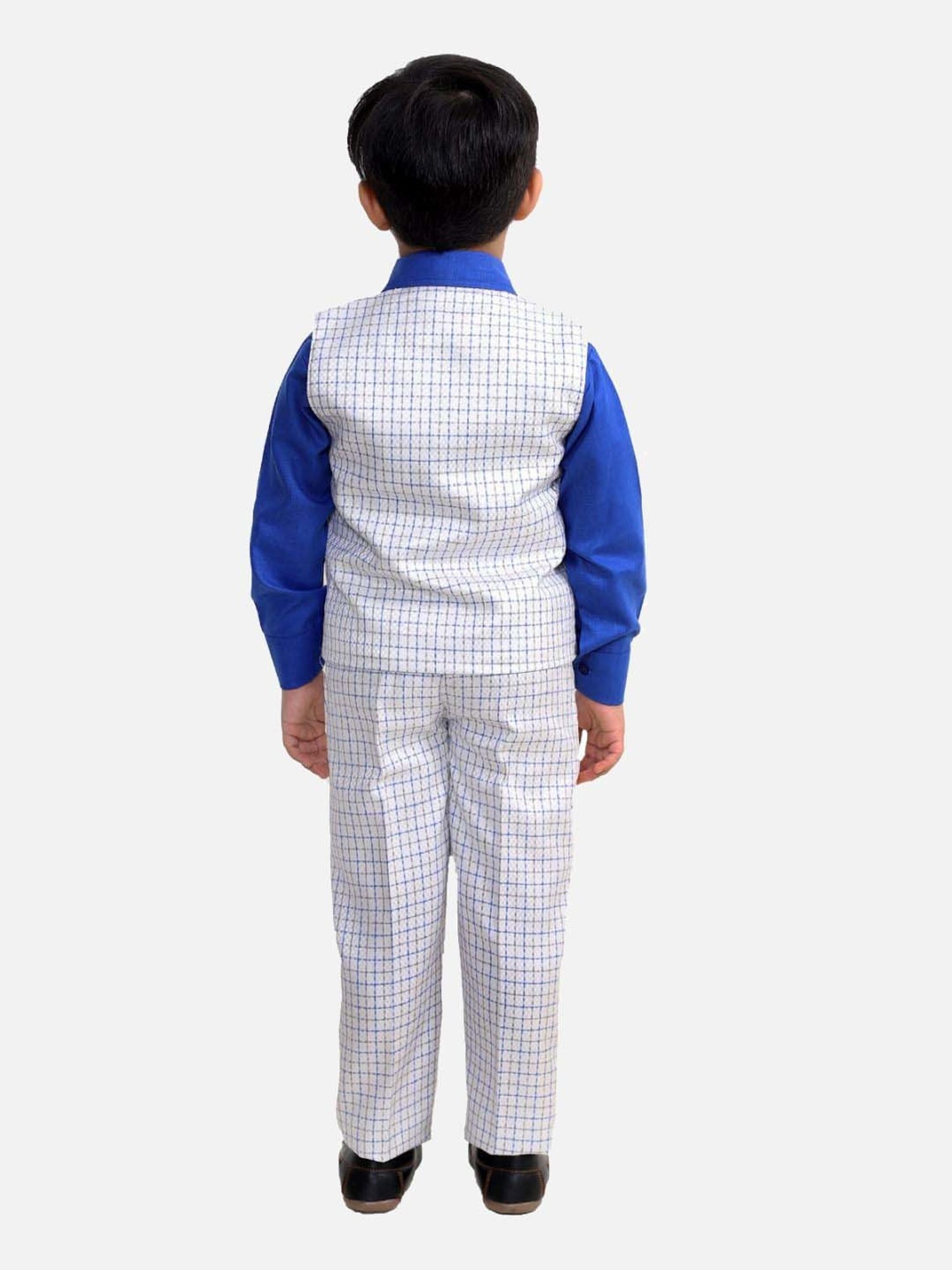 Fourfolds Boys Blue Solid Full Sleeves Clothing Set