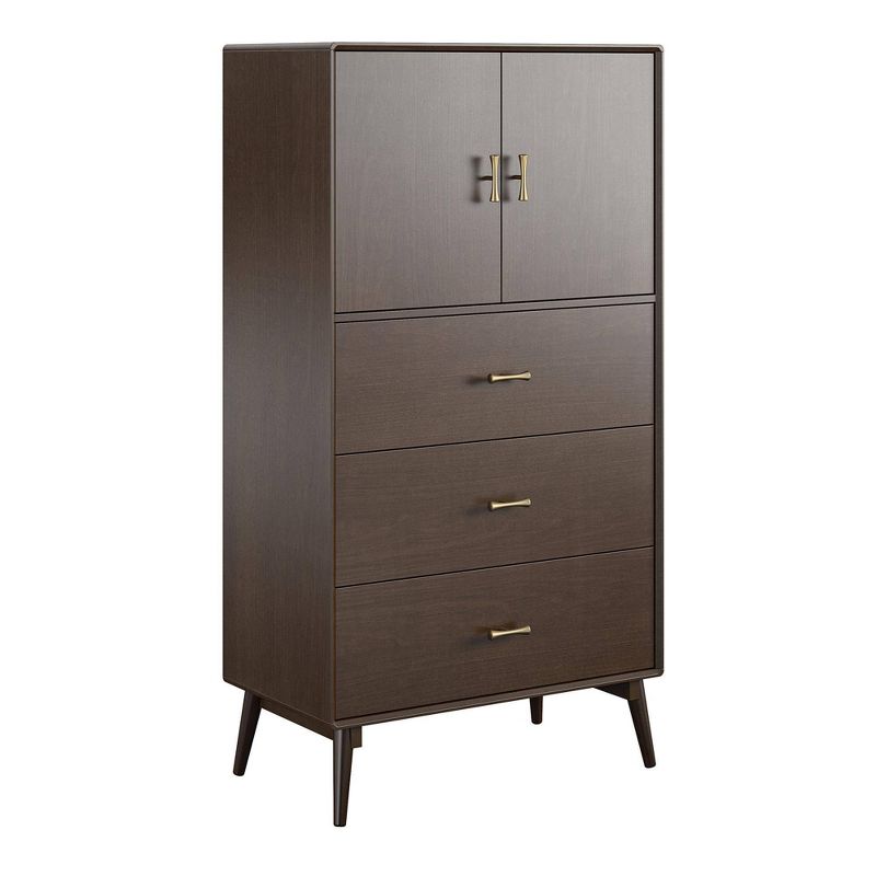Brittany Tall 3 Drawer Dresser Walnut - Novogratz