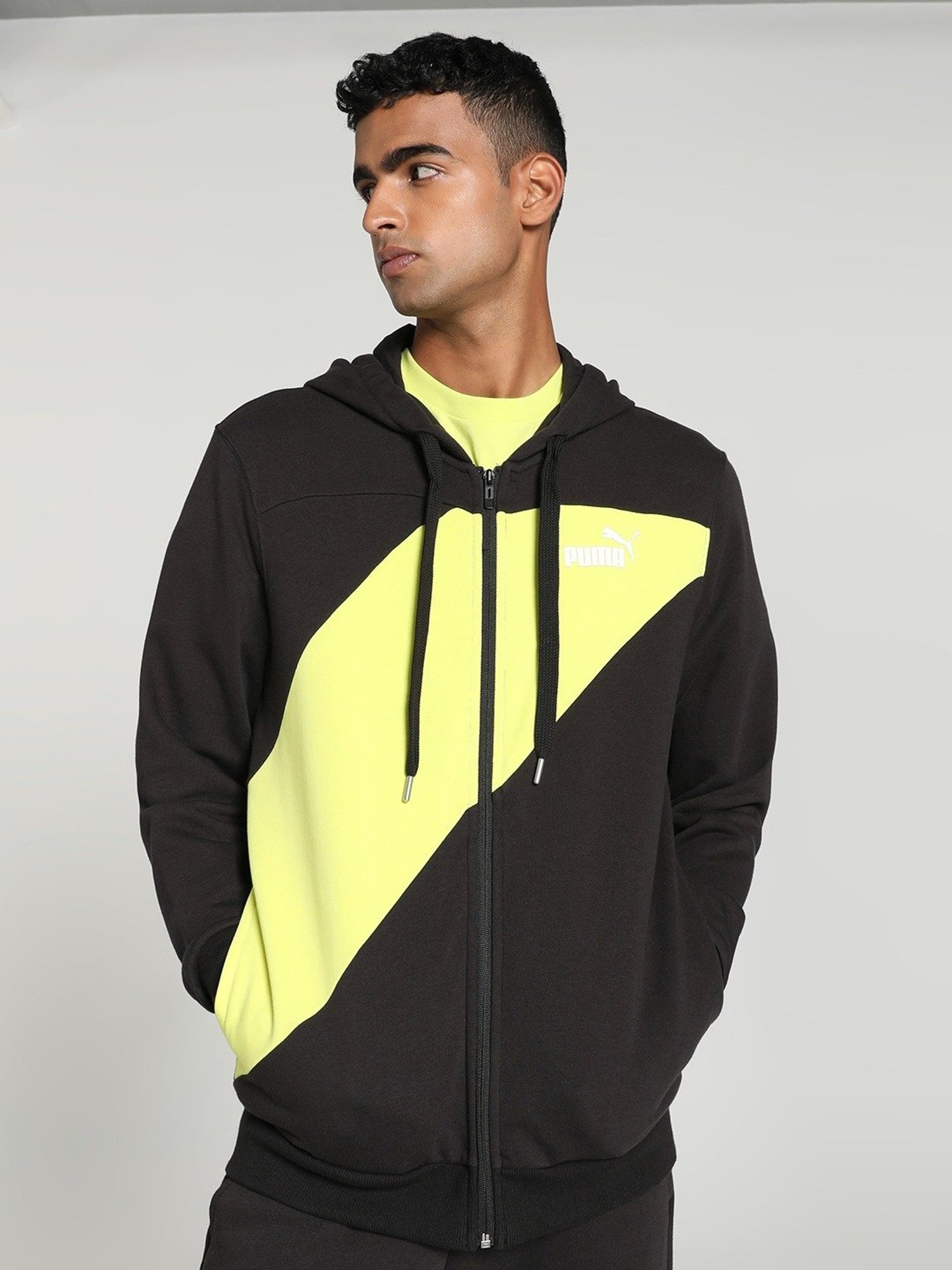 Puma POWER Black Cotton Regular Fit Colour Block Tracksuit