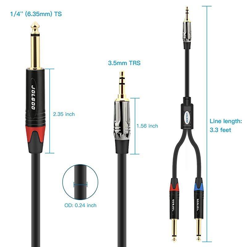 35 mm TRS to Dual 14quot TS Stereo Breakout Cable 18quot TRS Stereo to Dual 635mm TS Mono Plug Y Splitter Patch Microphone Cable 33 Feet