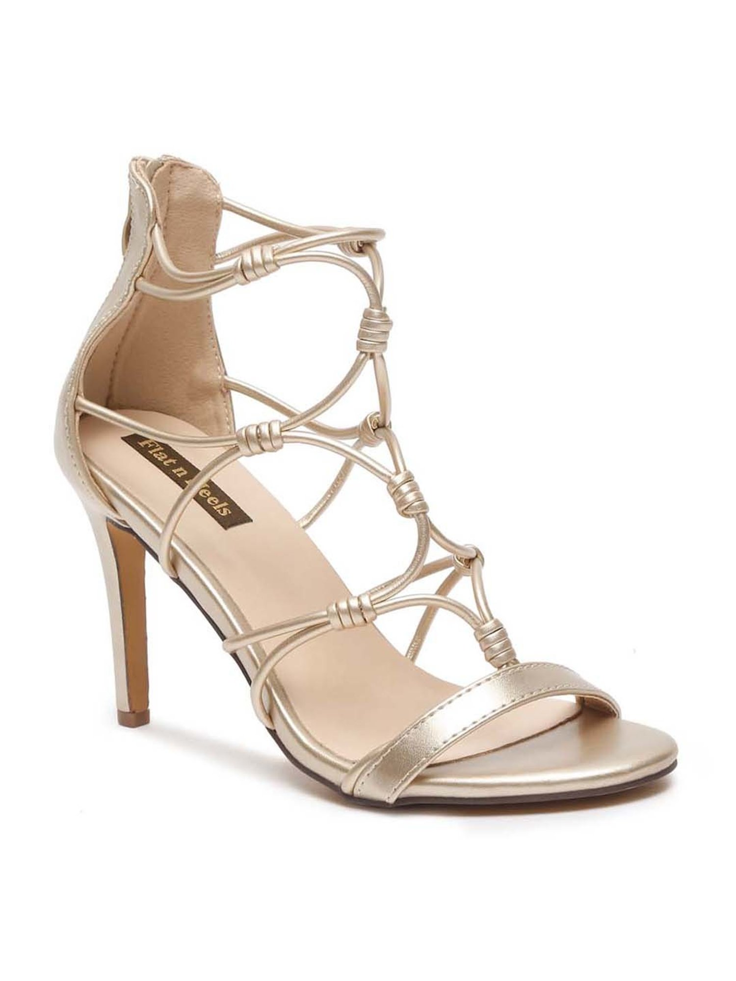 Flat N Heels Women's Golden Ankle Strap Stilettos