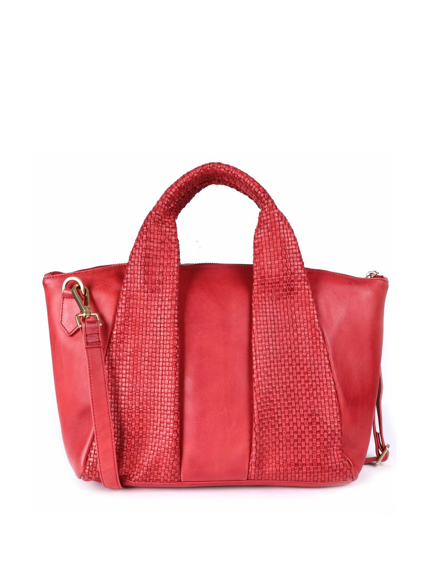 KOMPANERO Amber Red Leather Textured Handbag