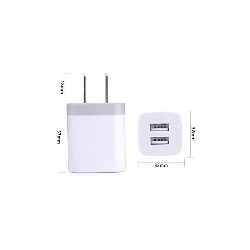 Charger USB Brick 3Pack 21A5V Dual Port USB Plug Charger Cube Power Adapter Fast Charging Block for iPhone X 8 7 6 Plus 5S iPad Samsung Galaxy S8 S7 S6 Edge LG ZTE Moto Android Phone