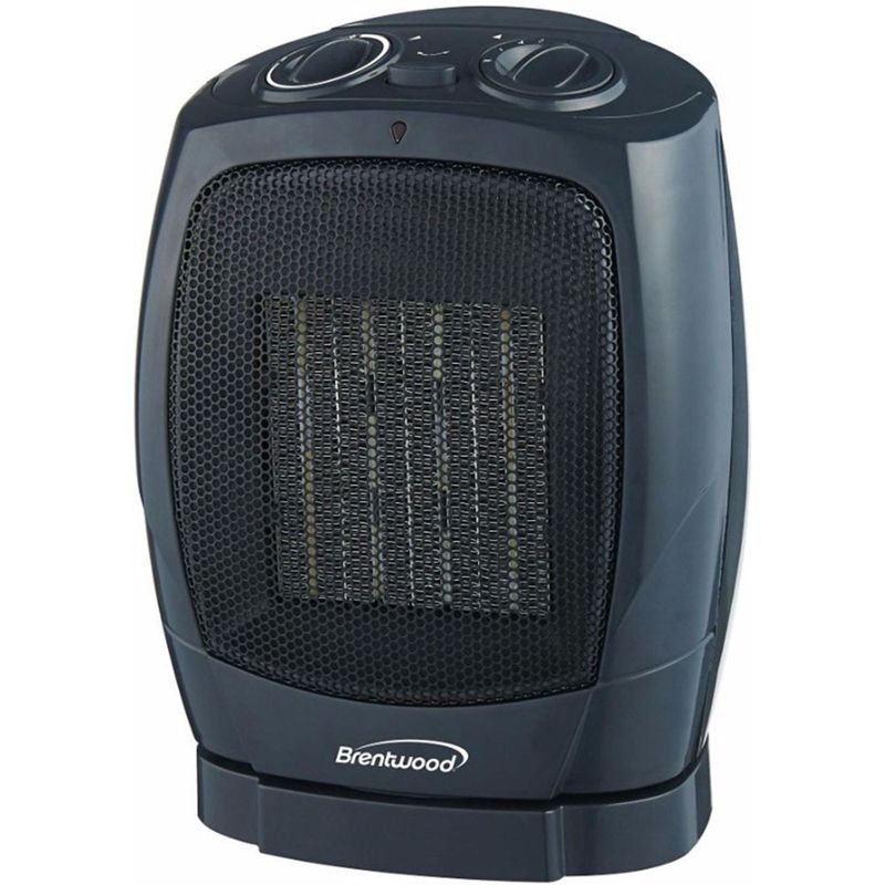 Pelonis HF-0063 1500-Watt 2-Setting Portable Oscillating Small Room Digital Fan and Personal Space Heater, Black