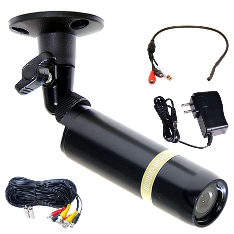 VideoSecu Bullet Indoor Outdoor Weatherproof Security Camera Built-in Sony CCD 3.6mm Wide View Angle Lens 480TVL with Power Supply, Cable and Audio Microphone for CCTV DVR Home Surveillance System CFB