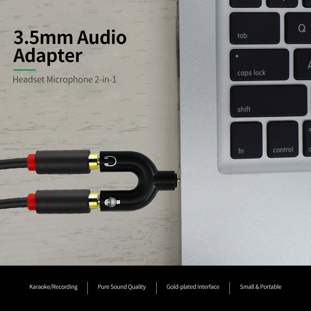 3.5mm Audio Adapter U-type Audio Converter Earphone Connector Headset Microphone Adapter for Mobile Phone PC Laptop