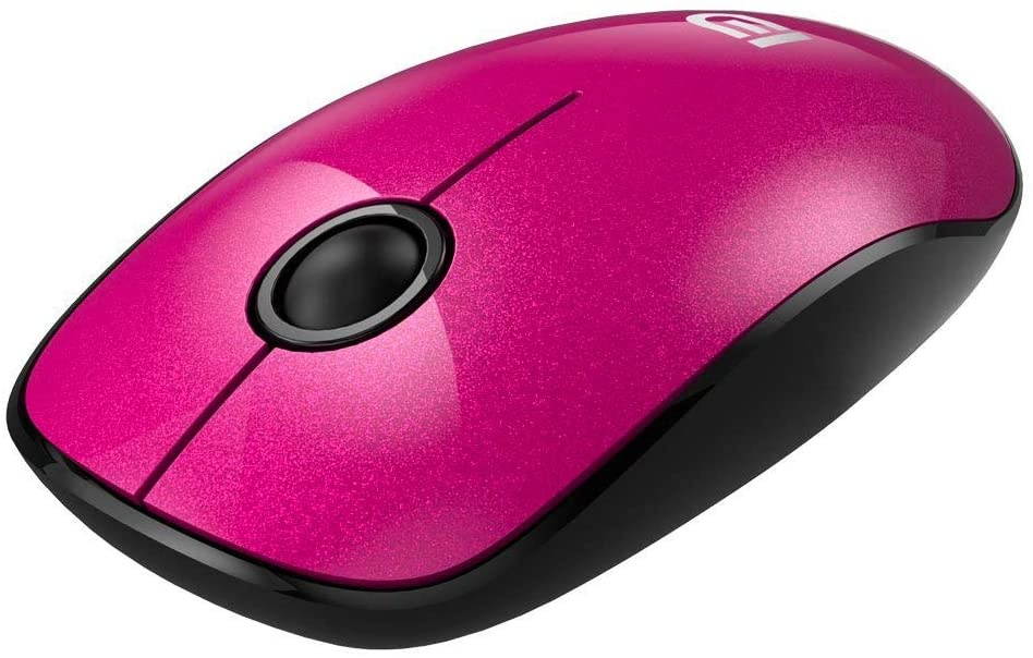 Silent Wireless Mouse FD V8 2.4G Fashion Power Ultrathin Cordless Mouse with Nano Receiver & Battery 1500 DPI Precise Control for Notebook Computer PC Laptop MacBook and Chromebook (Rose Red)