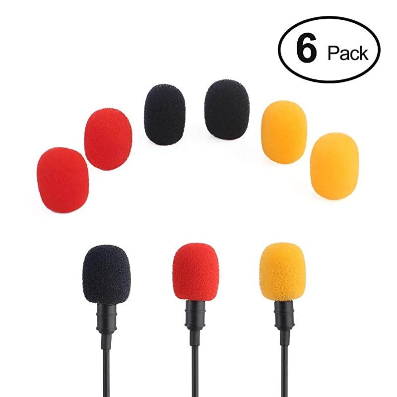 Foam Windscreen Wind Muff for Small Mini Lavalier Lapel Omnidirectional Condenser Microphone for Apple iPhone Android Windows Smartphones Noice Noise Cancelling Mic LMAWF 6 PACK