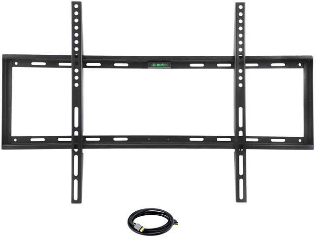 Megamounts GMPF-24N7-HDMI-BNDLPC17 Black 26" - 55" Smooth Black Matt Finish Fixed Television Mount for 26"- 55" LCD, LED