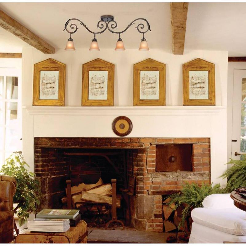 Pro Track(R) Bronze Scroll 4-Light Amber Glass Track Fixture