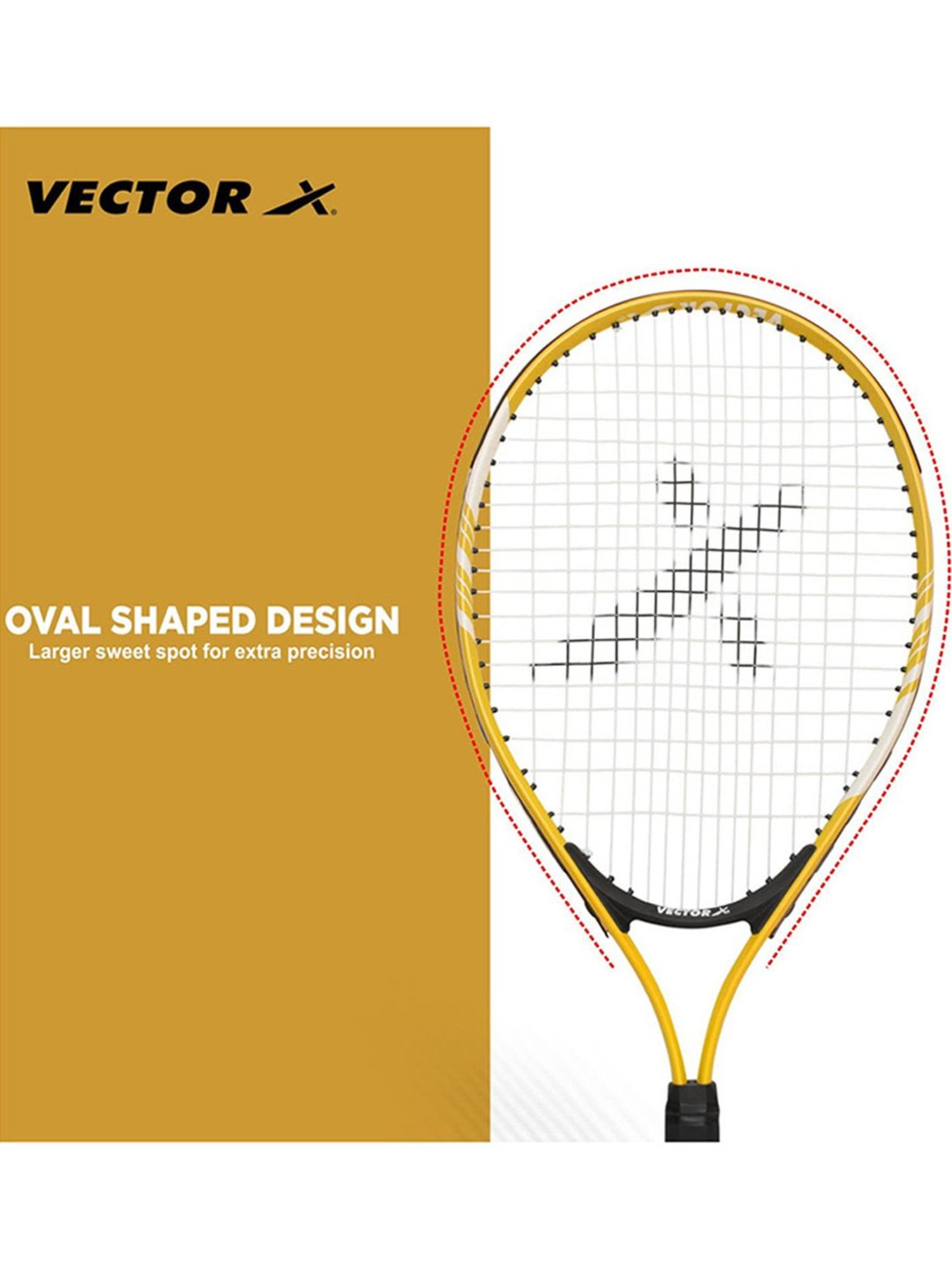 Vector X Vxt 520 Tennis Racquet (Mustared Yellow) Size - 21inch