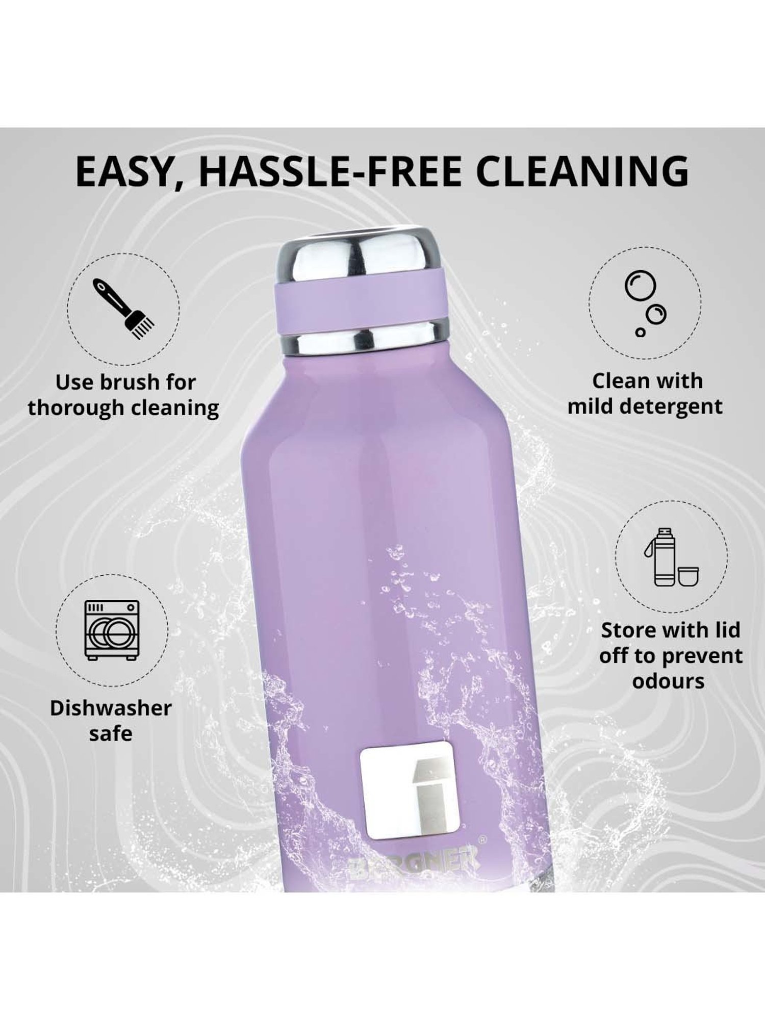 Bergner Walking Purple Stainless Steel Thermosteel Hot and Cold Bottle (0.75 L)