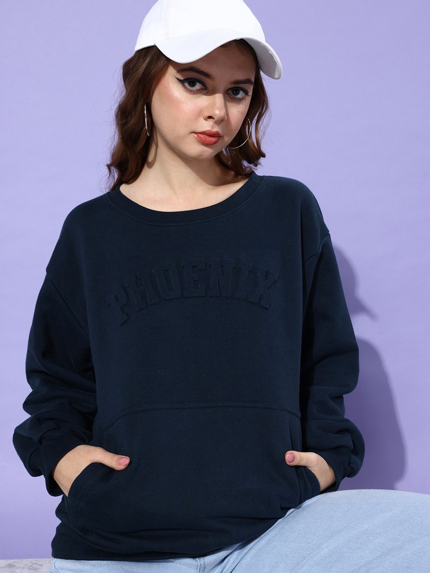 Dillinger Navy Fleece Graphic Print Oversized Sweatshirt