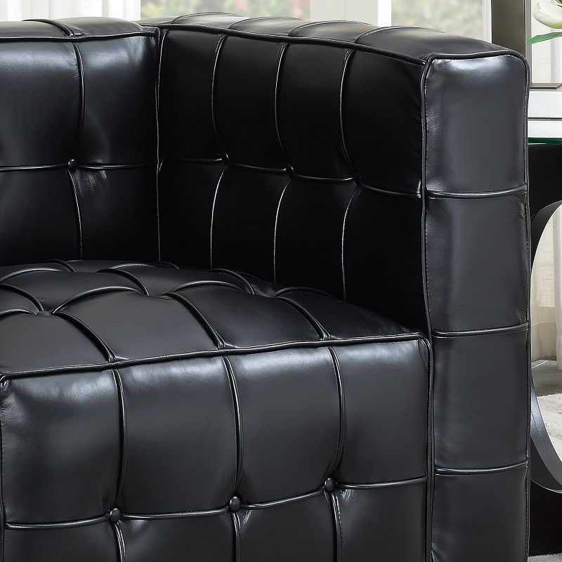 Parker Leather Tufted Tuxedo Armchair Black - AC Pacific