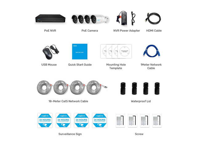 Reolink 8CH 5MP PoE Home Security Camera System, 4pcs Wired 5MP Outdoor PoE IP Cameras, 8MP/4K 8-Channel NVR with 2TB HDD for 24/7 Recording, RLK8-410B4-5MP