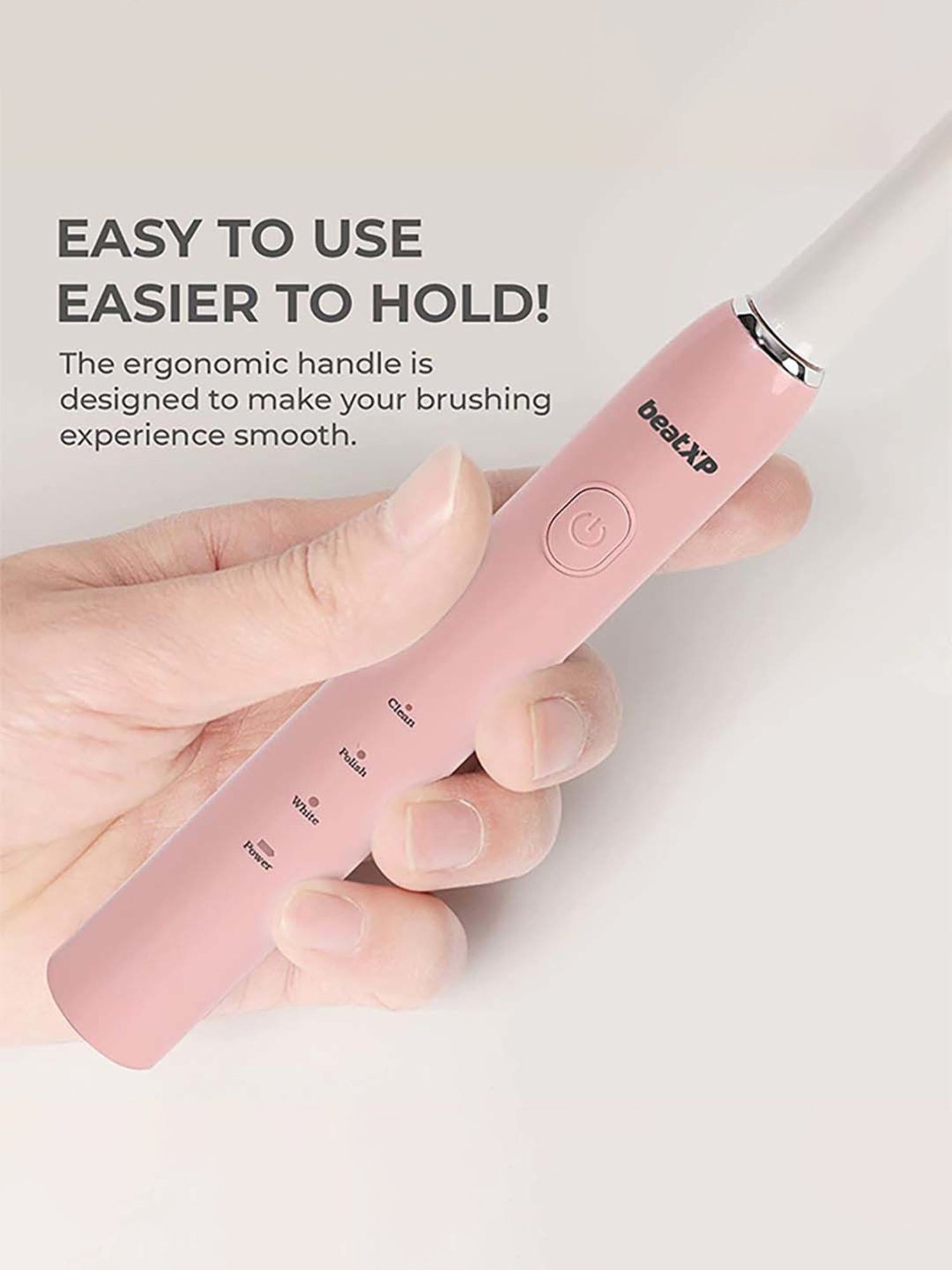 beatXP Buzz Sonic Electric Toothbrush with 3 Cleaning Modes (Pink)