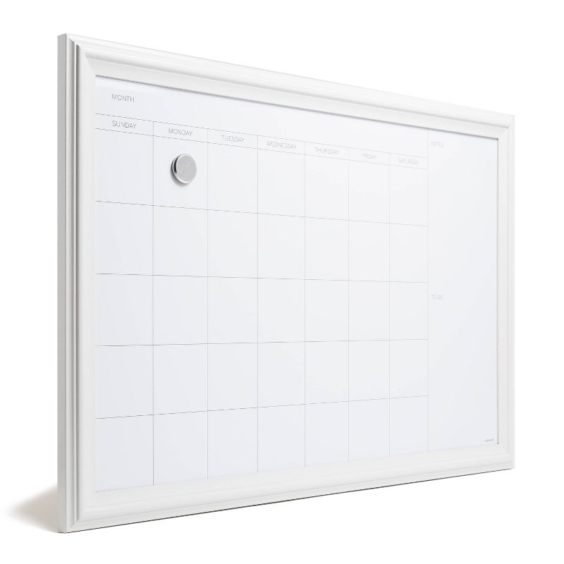 U Brands 20"x30" Dry Erase Magnetic Calendar Board White Frame