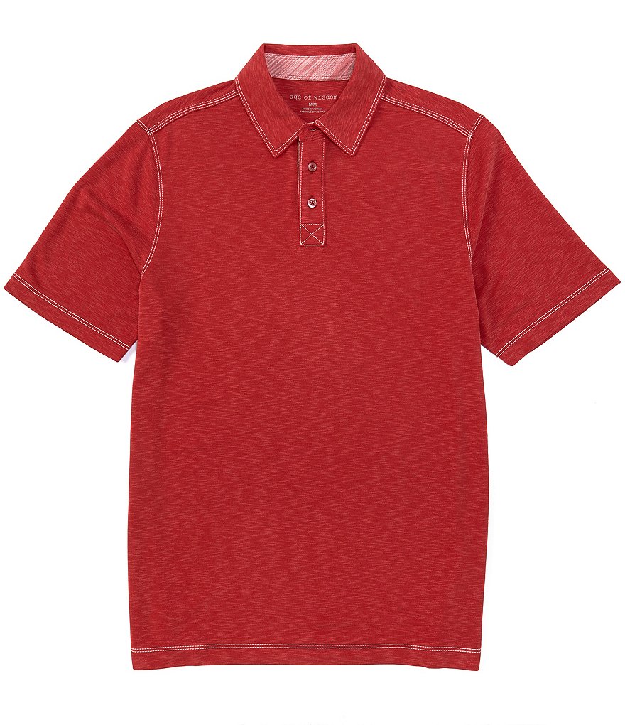 Age Of Wisdom Heather Slub Polynosic Short-Sleeve Polo Shirt