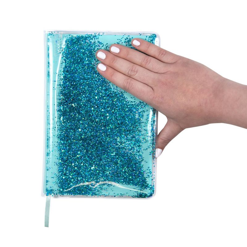 Lined Journal Glitter Liquid Filled Aqua - Yoobi™