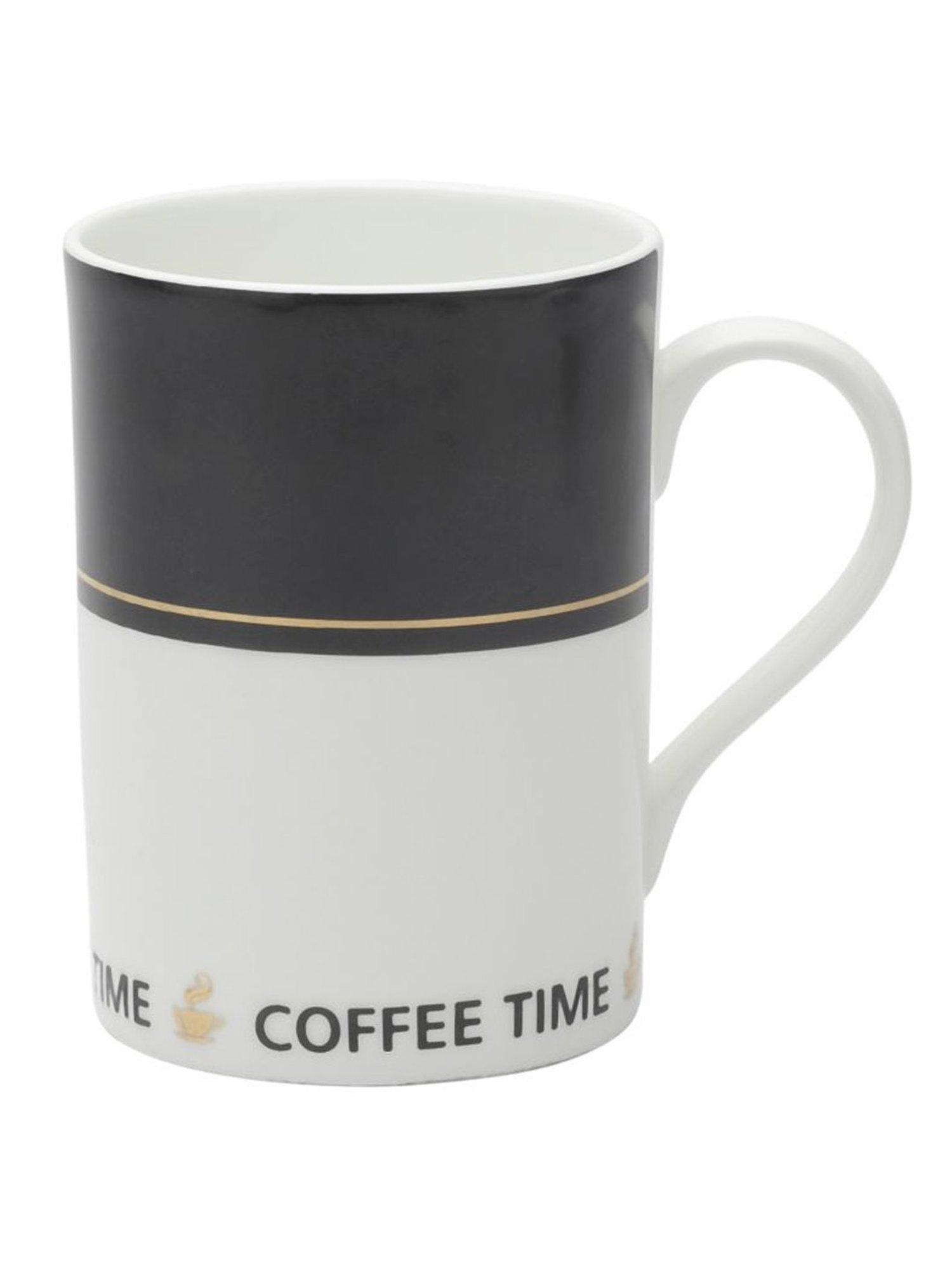 JCPL White & Black Ceramic Milk & Coffee Mug (0.33L) - Set of 1