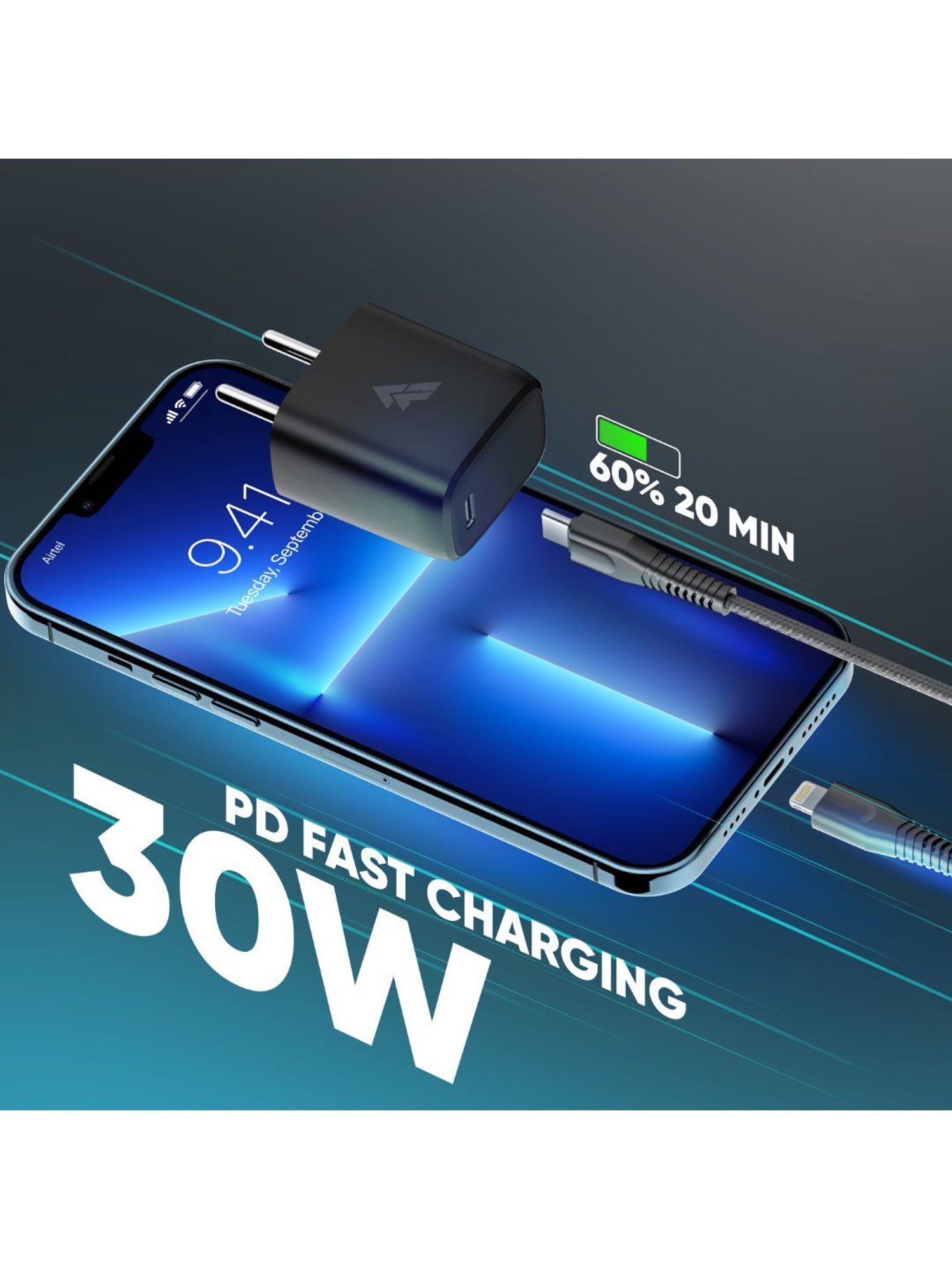 DR VAKU 30W Fast Charger with PD Technology (Black)