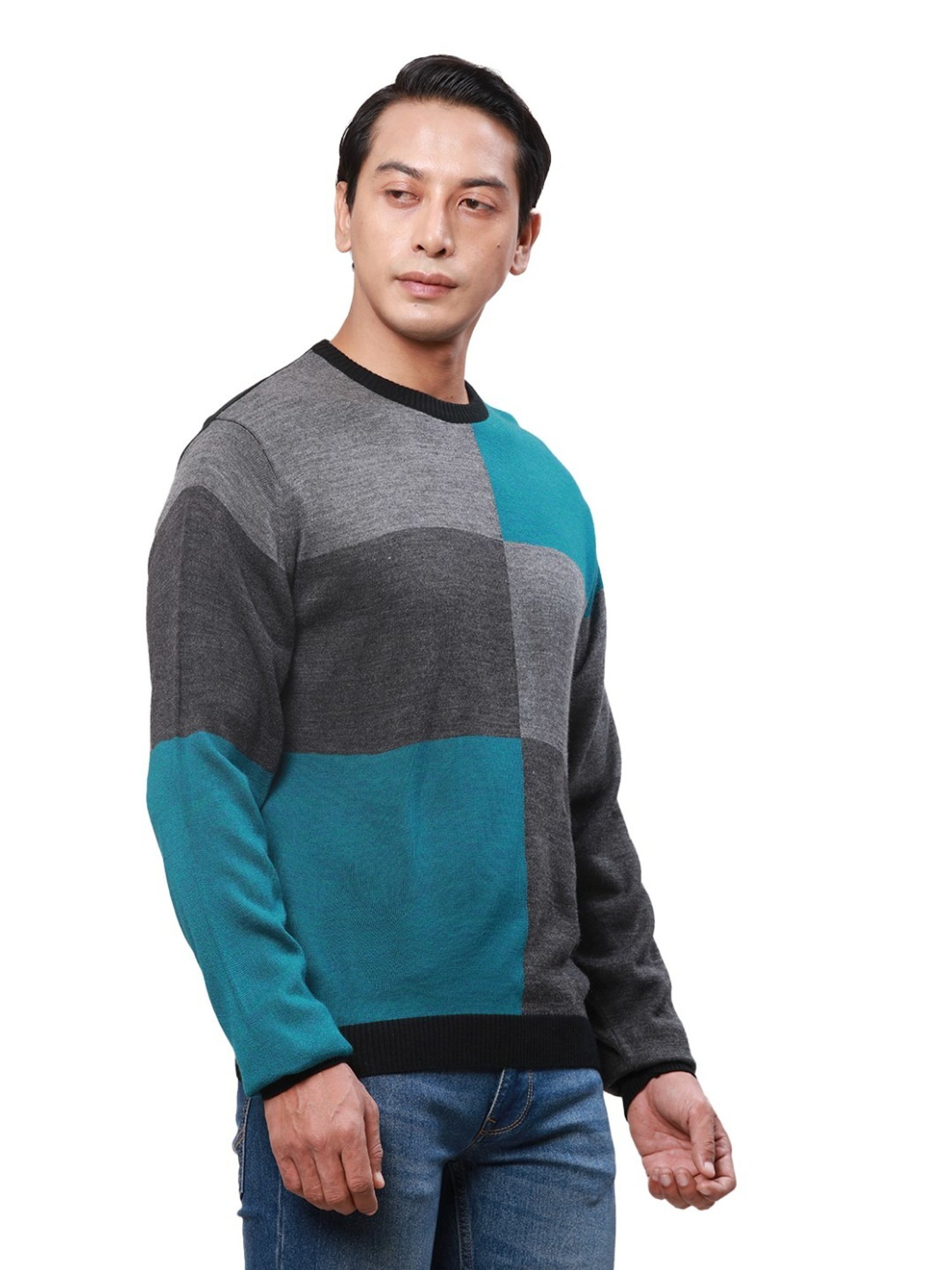 Park Avenue Multicolored Regular Fit Colour Block Sweater