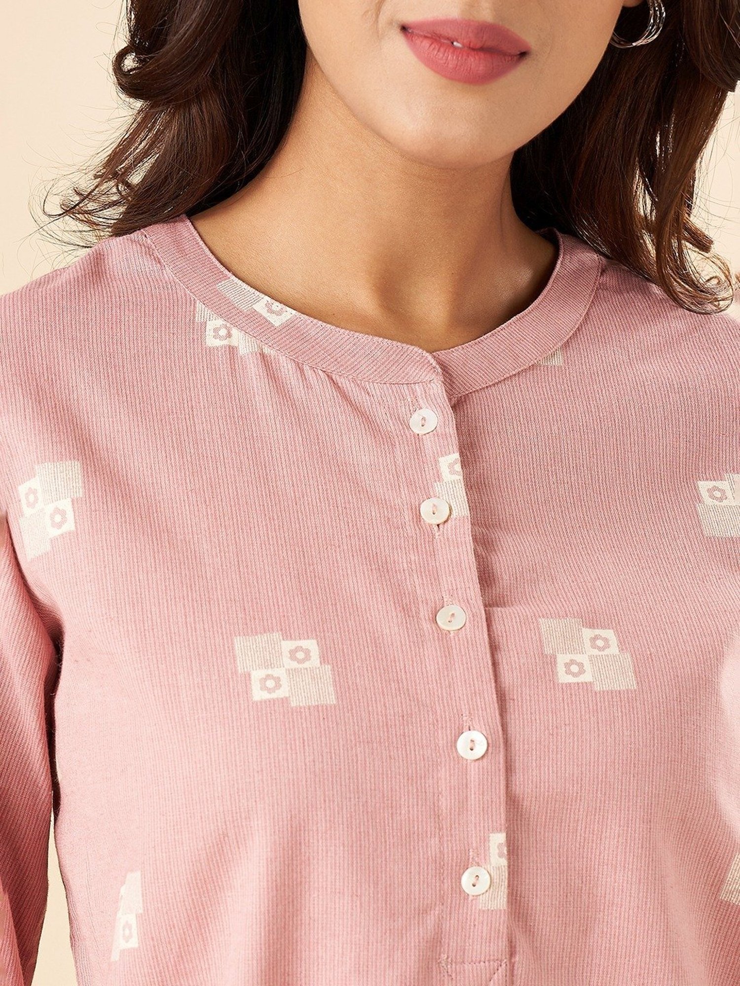 Akkriti by Pantaloons Pink Cotton Printed Tunic