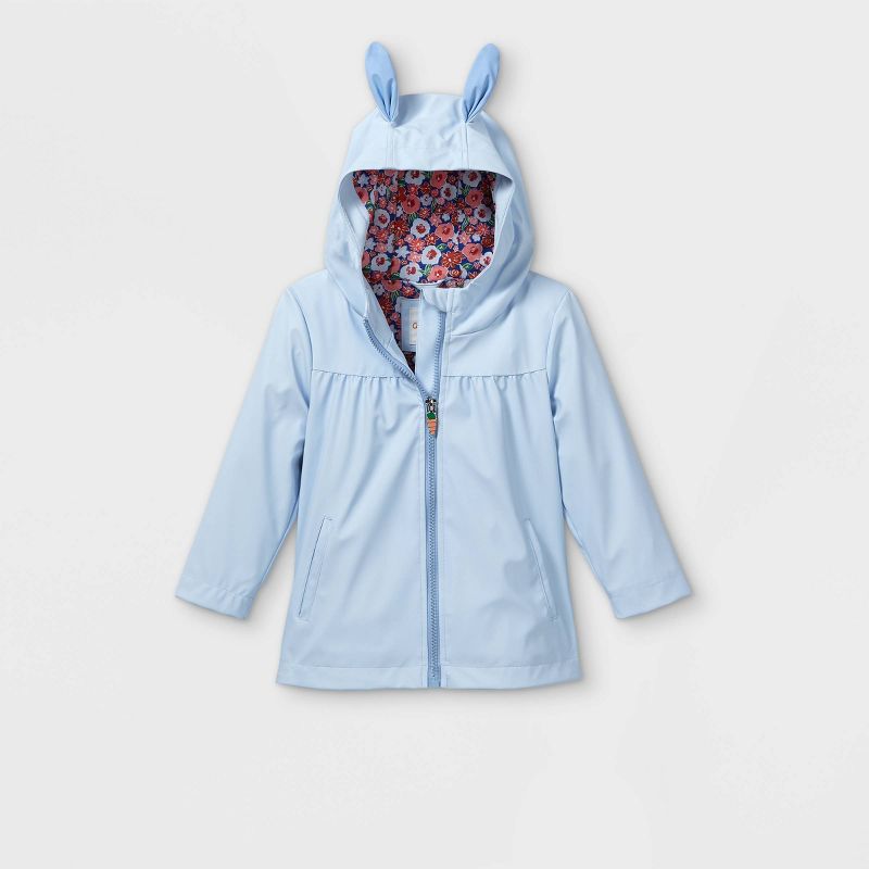 Toddler Girls' Bunny Ears Rain Jacket - Cat & Jack™ Blue 18M