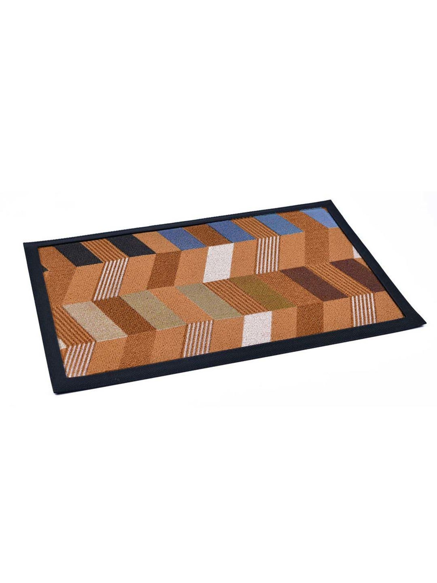 @home Brown Fiber Zig Zag Design Anti-Slip Door Mat